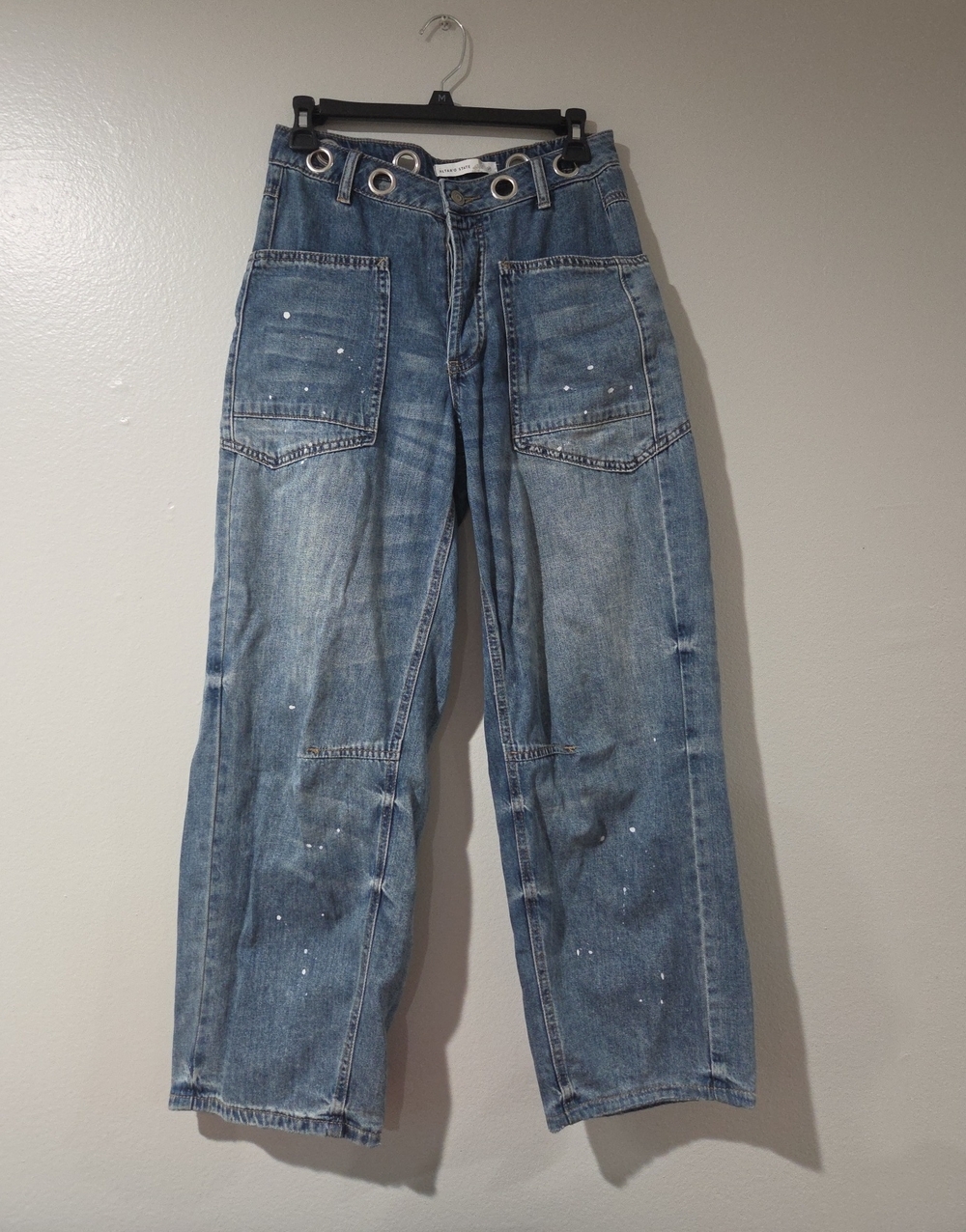 Women's Blue Washed Straight-Leg Jeans